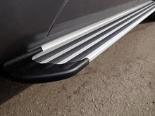 Пороги алюминиевые "Slim Line Silver" 1820 мм (под брызговики) для Volkswagen Touareg II Рестайлинг
